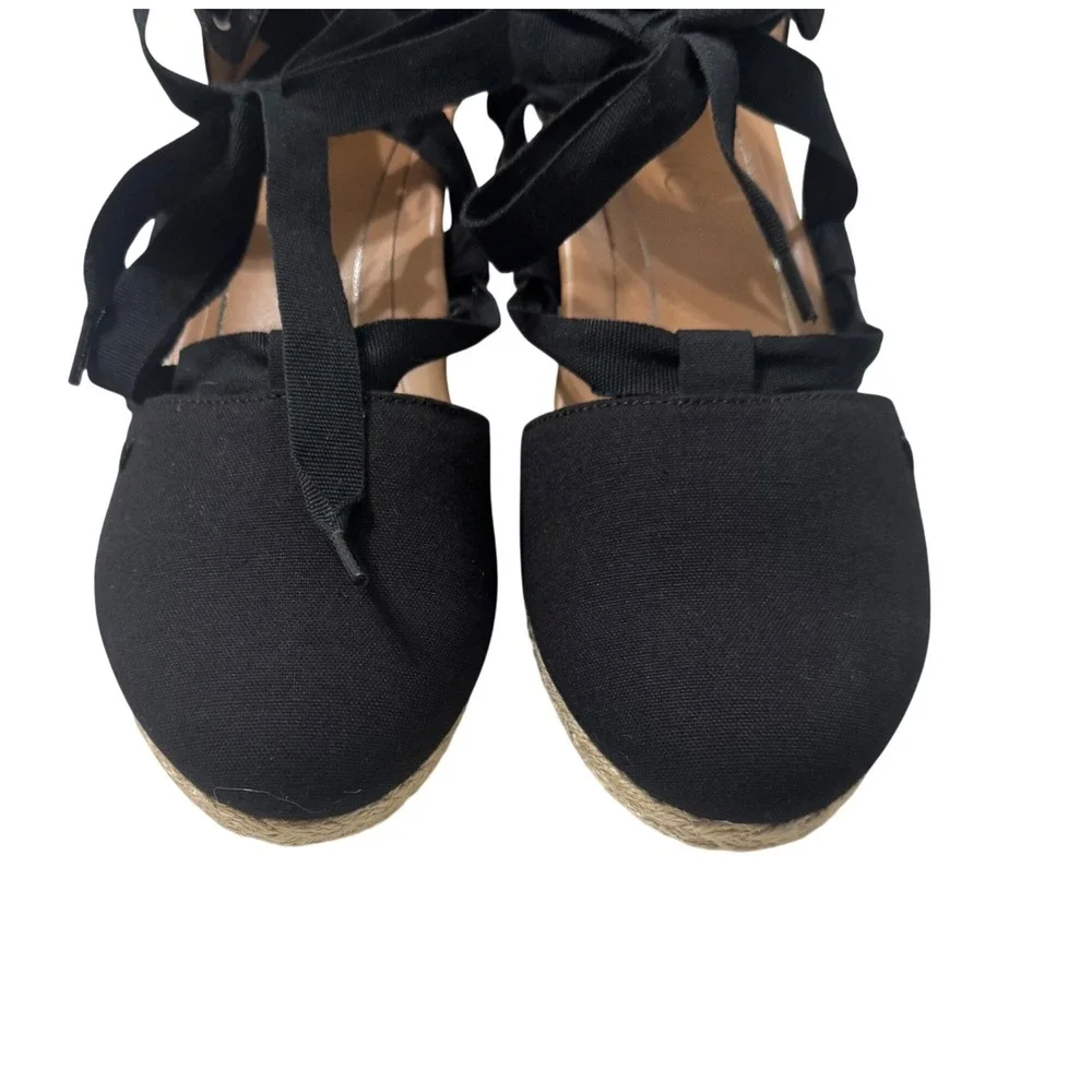 Vionic Kaitlyn Wedge Sandal Womens 9.5 Black Espadrille Orthotic VS415